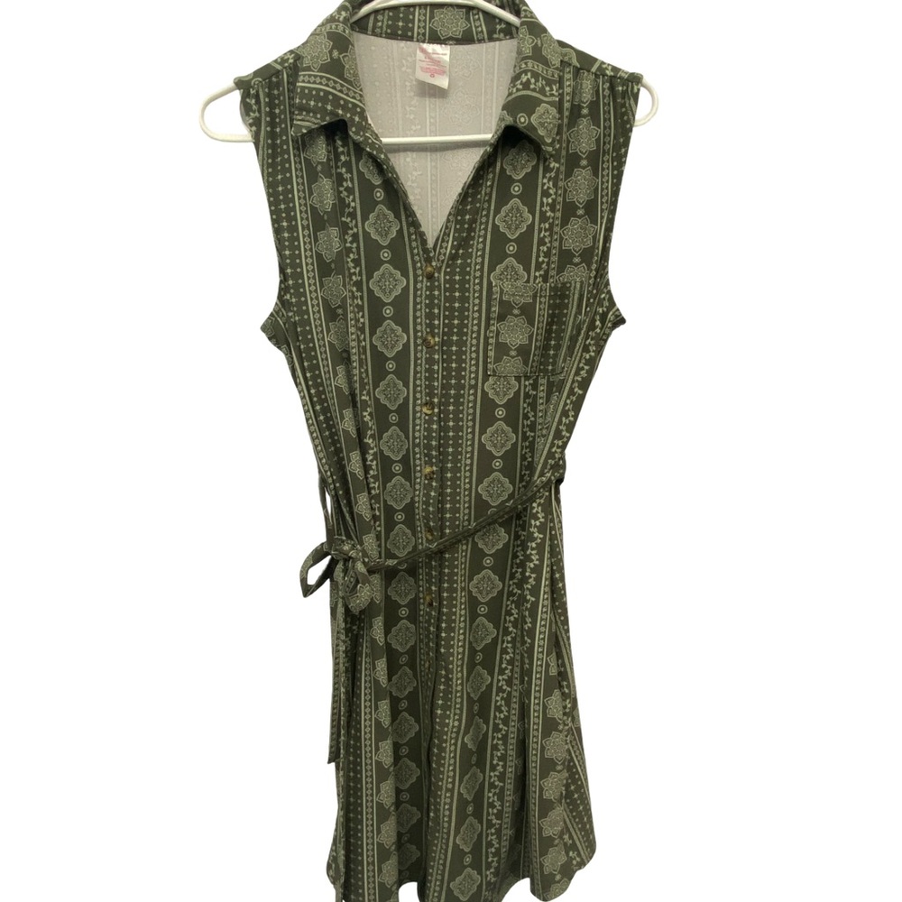 No Boundaries Green Geometric Mini Dress